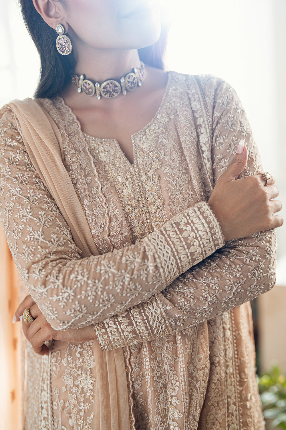 3 Piece Embroidery Chiffon Suit - Unstitched