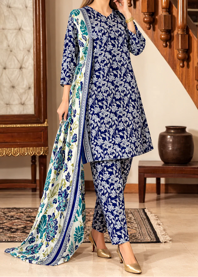 03-Piece Printed Lawn Suit - Unstitched