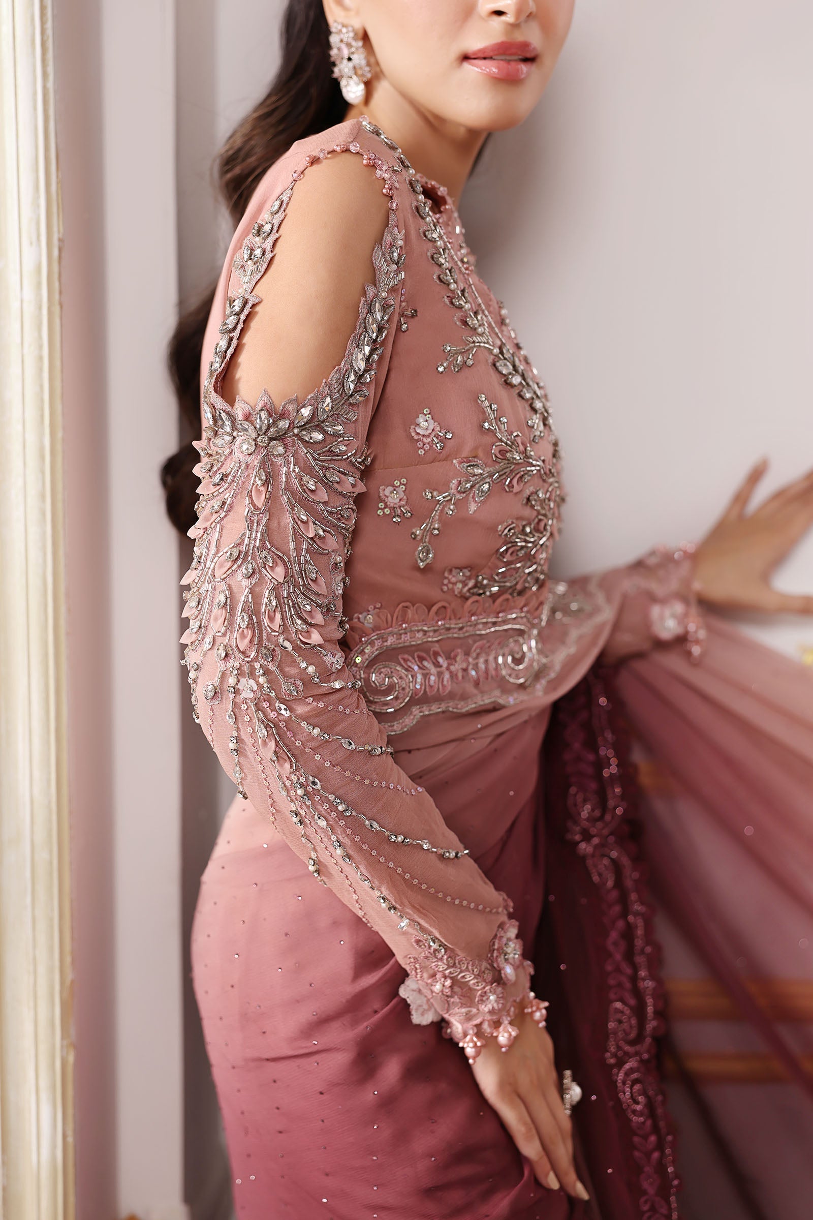 Embroidered Chiffon Saare - Unstitched