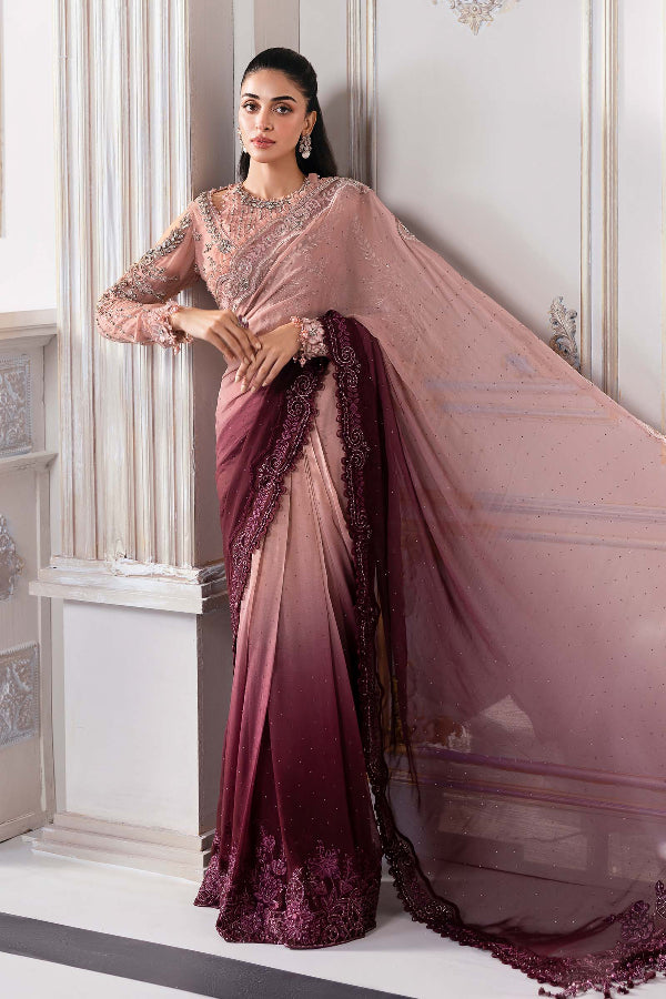 Embroidered Chiffon Saare - Unstitched