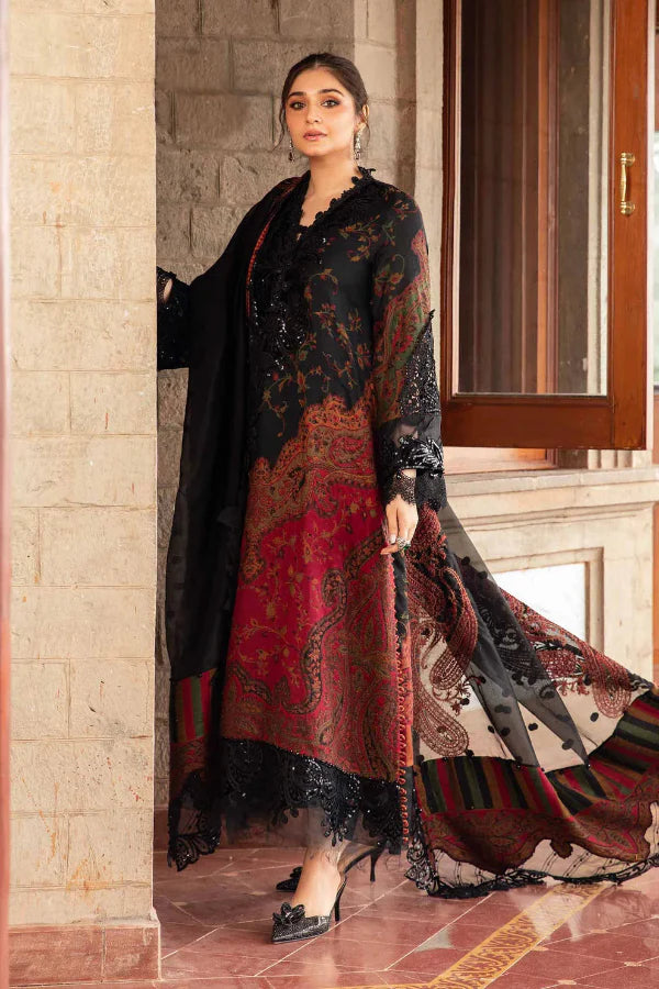 03-Piece Printed Lawn Suit With Embroidered - Unstitched