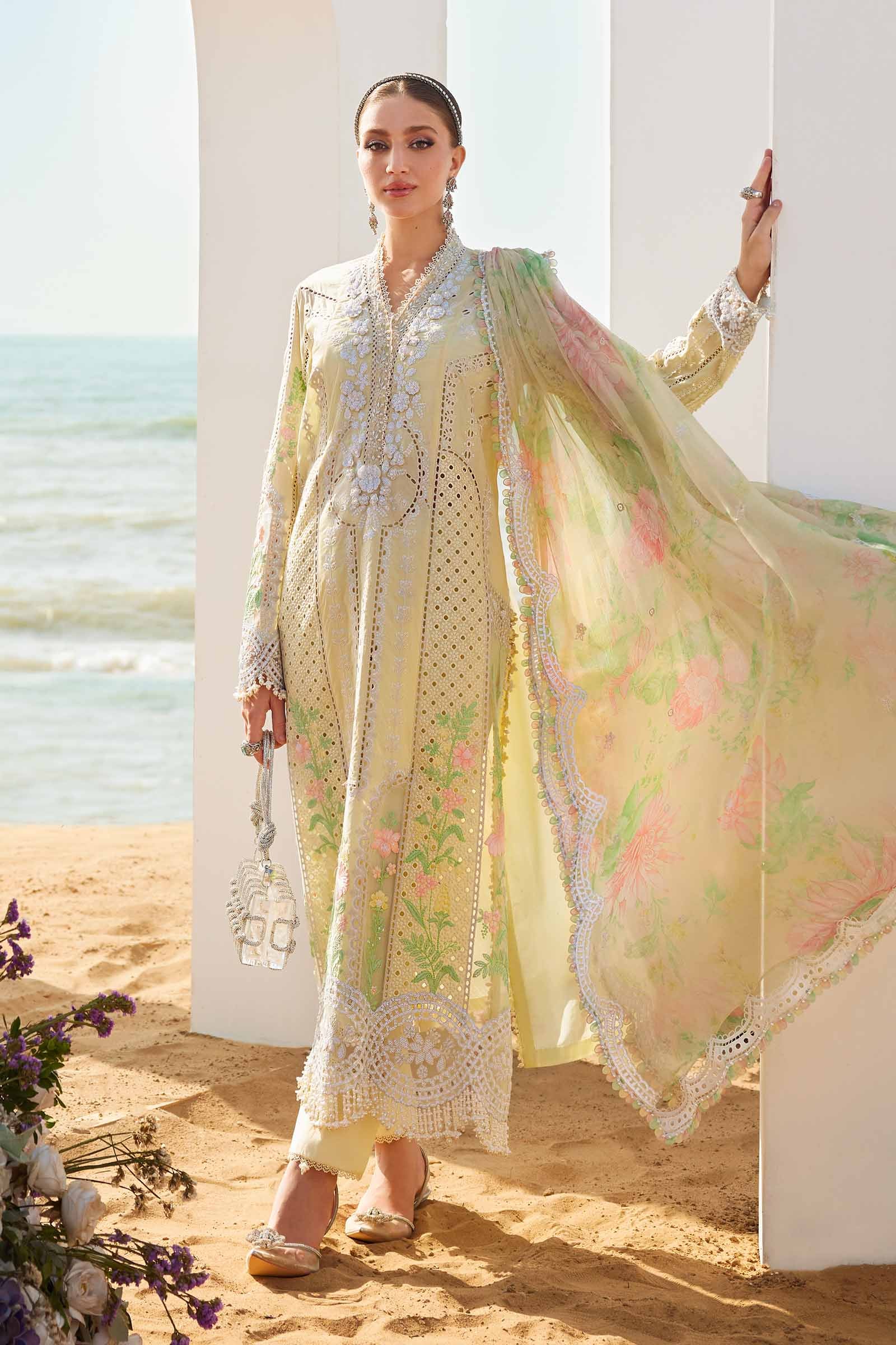 03-Piece Cotton Suit With Chikankari Embroidery - Unstitched