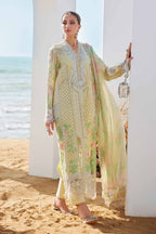 03-Piece Cotton Suit With Chikankari Embroidery - Unstitched