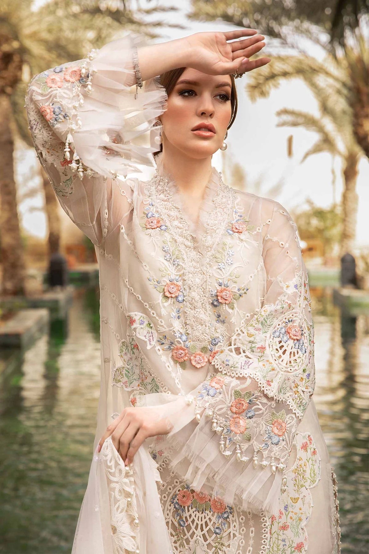 3 Piece Embroidered Organza Suit - Unstitched