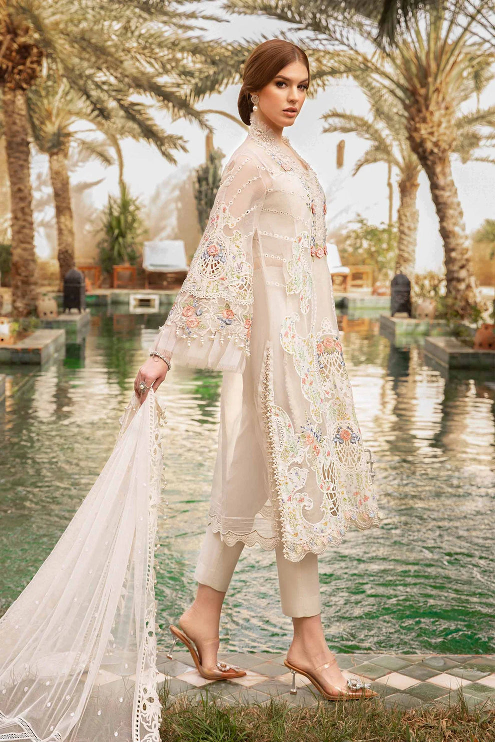 3 Piece Embroidered Organza Suit - Unstitched