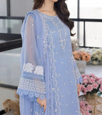 3 Piece Organza Full Embroidered Suit - Unstitched