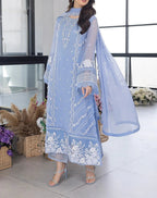 3 Piece Organza Full Embroidered Suit - Unstitched