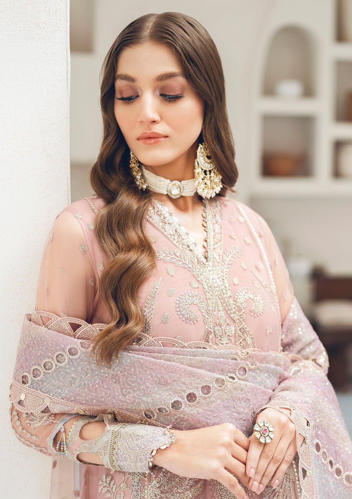 3 Piece Embroidered Bridal Suit - Unstitched