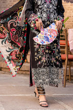 03-Piece Printed Lawn With Heavy Thread Embroidery Suit - Unstitched