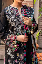 03-Piece Printed Lawn With Heavy Thread Embroidery Suit - Unstitched