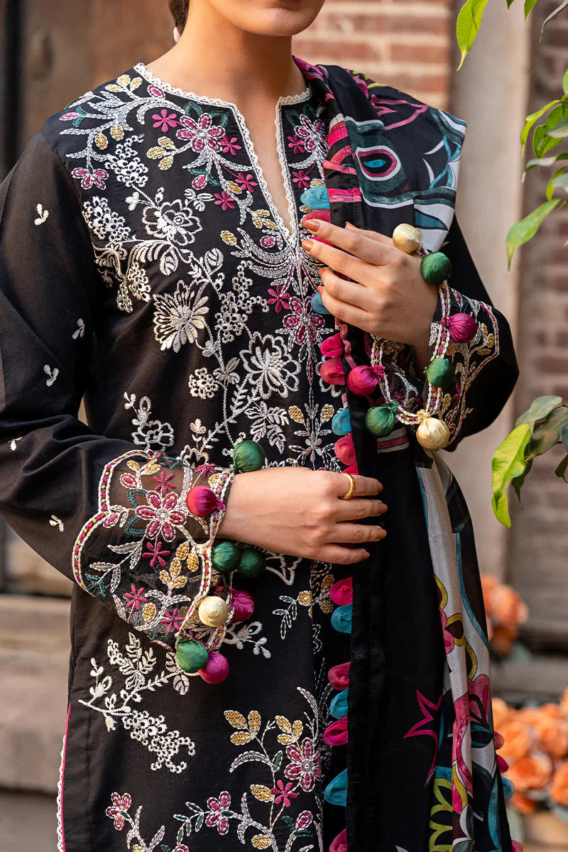 03-Piece Printed Lawn With Heavy Thread Embroidery Suit - Unstitched