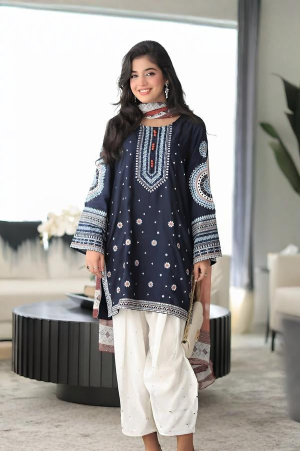 3 Piece Embroidery Suit - Unstitched