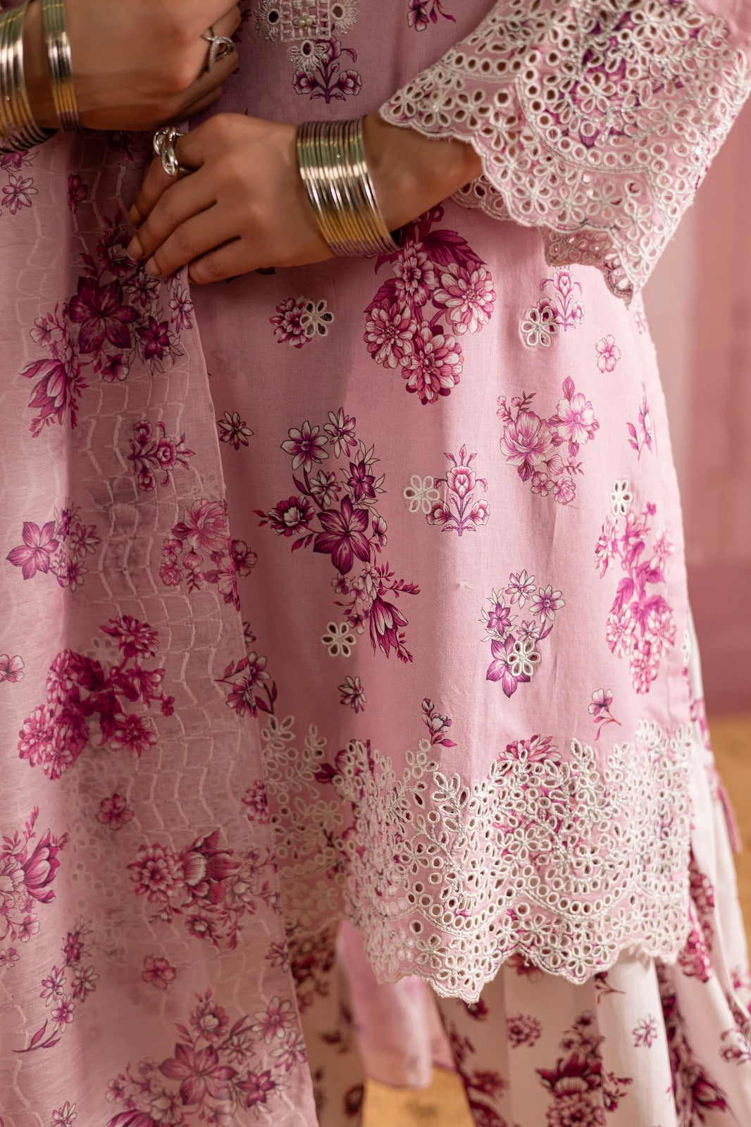 3 Piece Chikankari Embroidery Suit - Unstitched