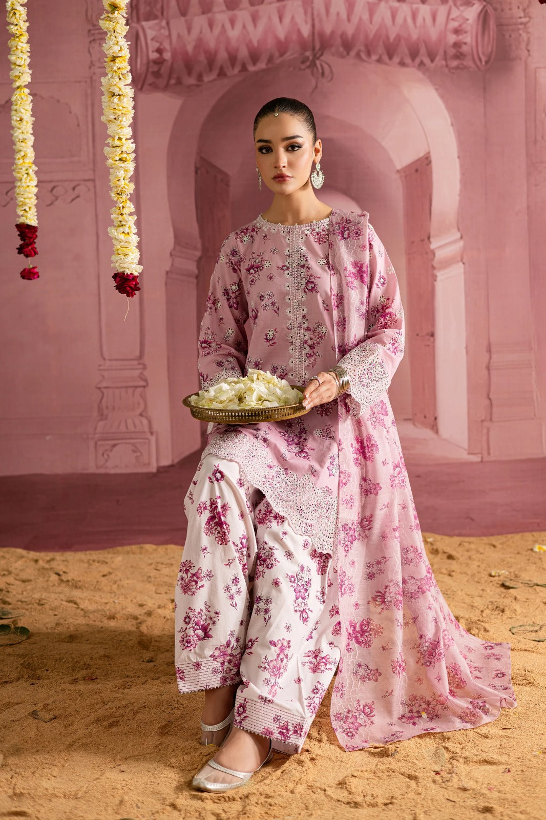 3 Piece Chikankari Embroidery Suit - Unstitched