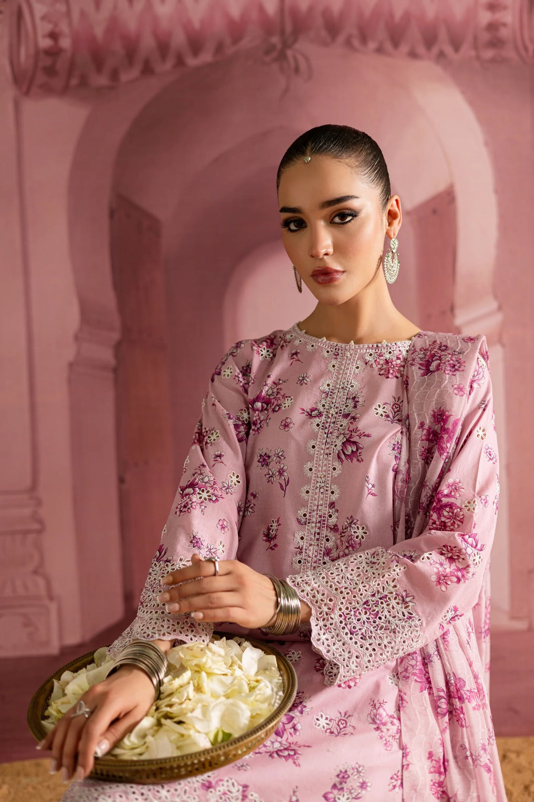 3 Piece Chikankari Embroidery Suit - Unstitched
