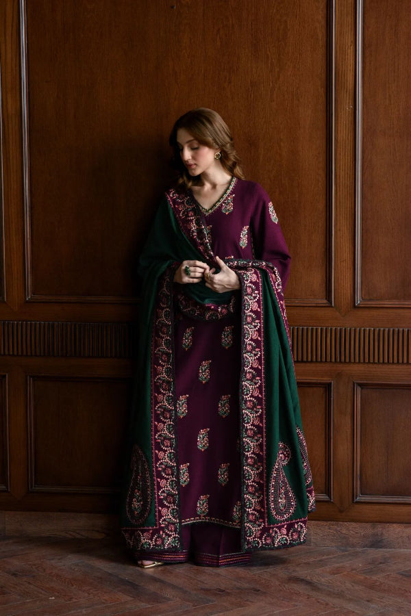 3 Piece Embroidered Cotton Suit - Unstitched