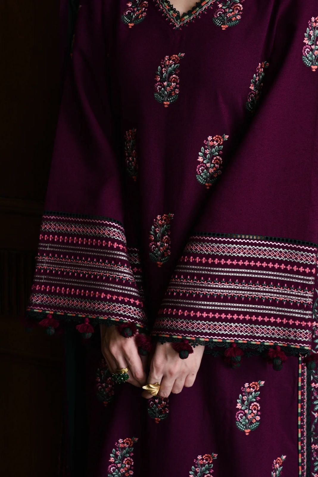 3 Piece Embroidered Cotton Suit - Unstitched