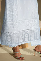 03-Piece Pure Chiffon Suit With Embroidery - Unstitched
