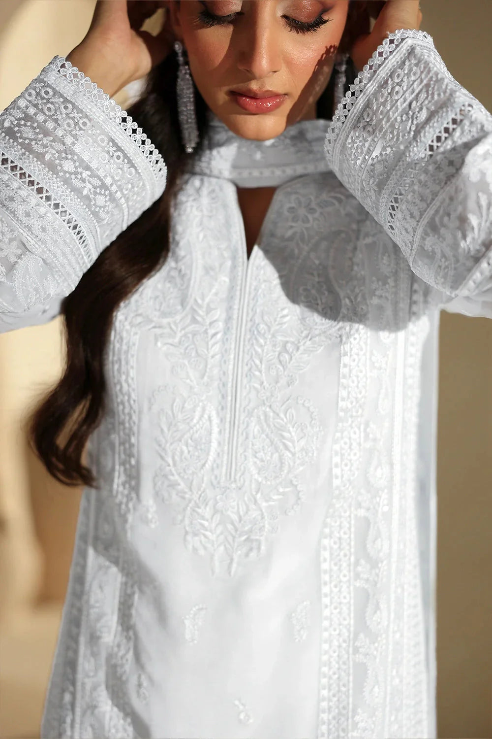 03-Piece Pure Chiffon Suit With Embroidery - Unstitched