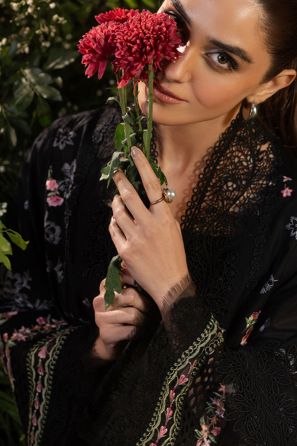 3 Piece Chikankari Organza Suit - Unstitched