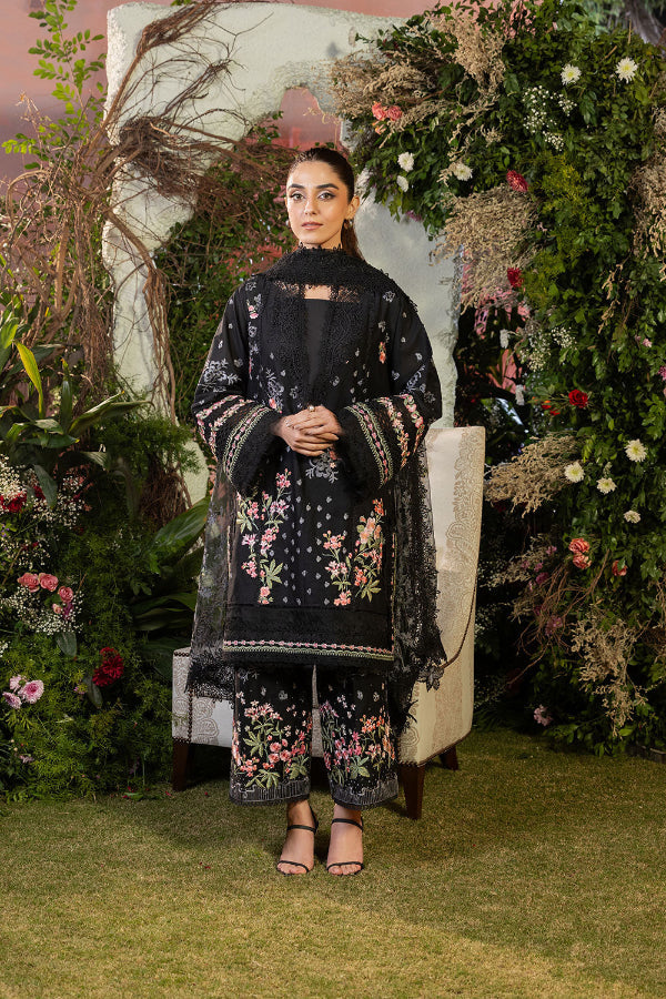 3 Piece Chikankari Organza Suit - Unstitched
