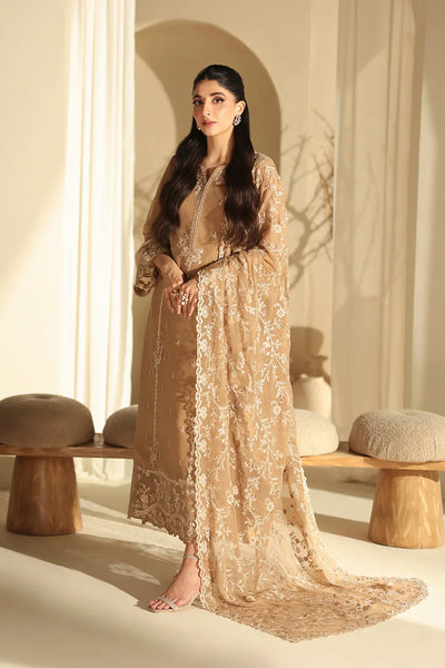03-Piece Pure Chiffon Suit With Embroidery - Unstitched