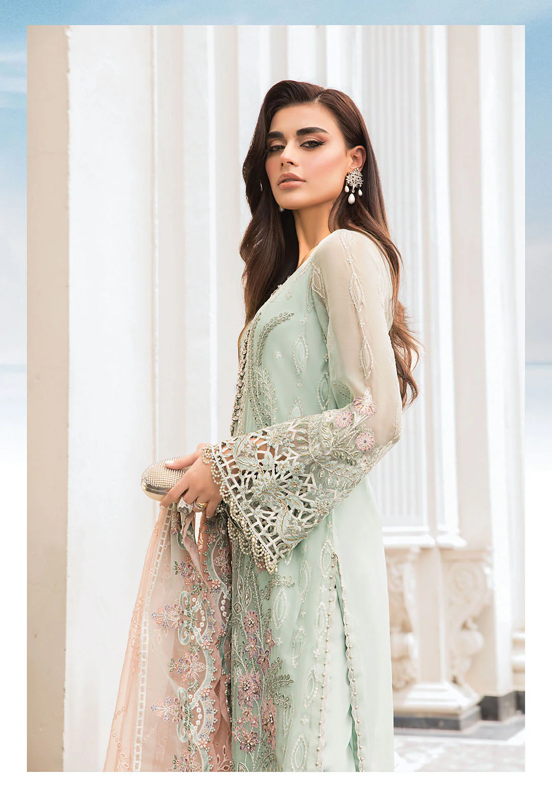 3 Piece Chiffon Embroidery Suit - Unstitched