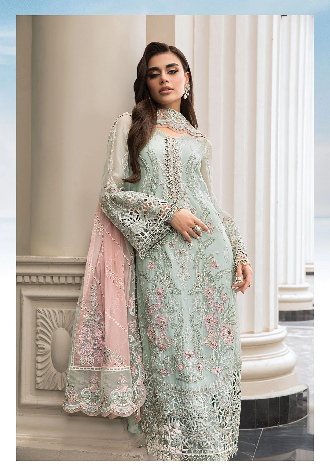 3 Piece Chiffon Embroidery Suit - Unstitched