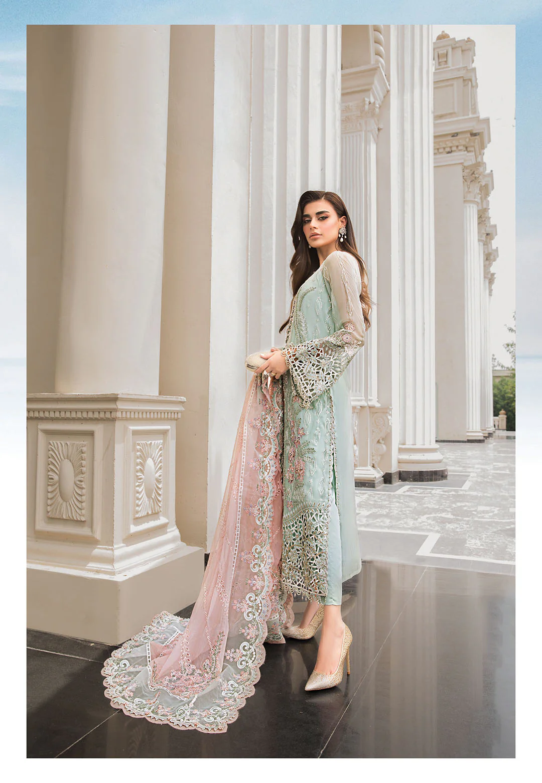 3 Piece Chiffon Embroidery Suit - Unstitched