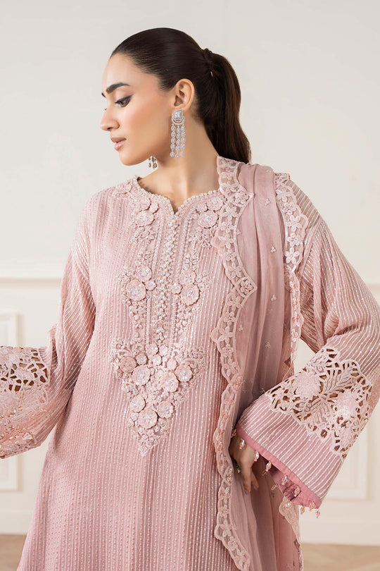 3 Piece Chiffon Embroidery Suit - Unstitched