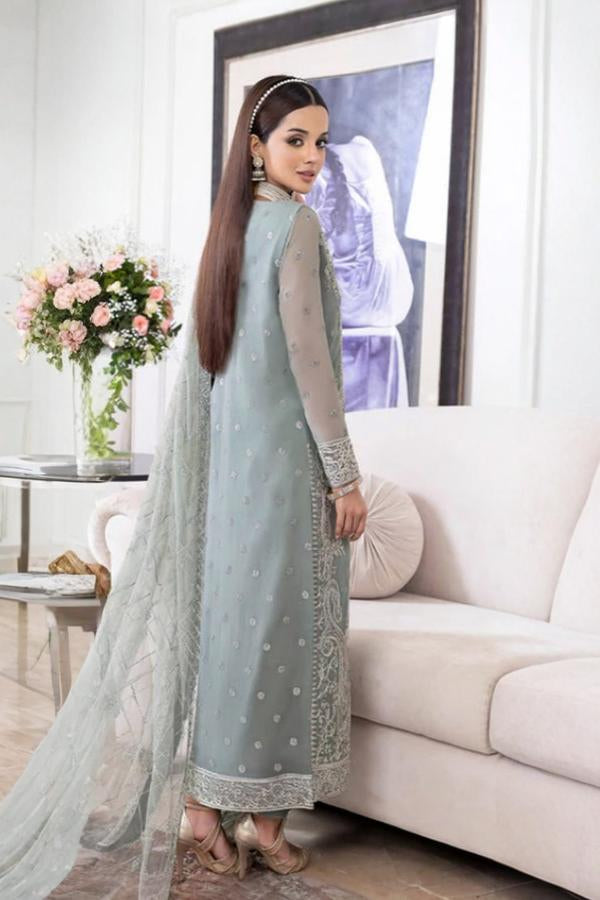 3 Piece Embroidered Chiffon Dress - Unstitched