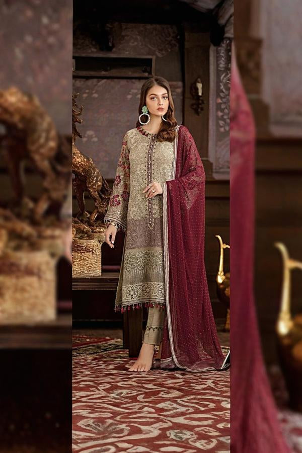 3 Piece Chiffon Suit - Unstitched