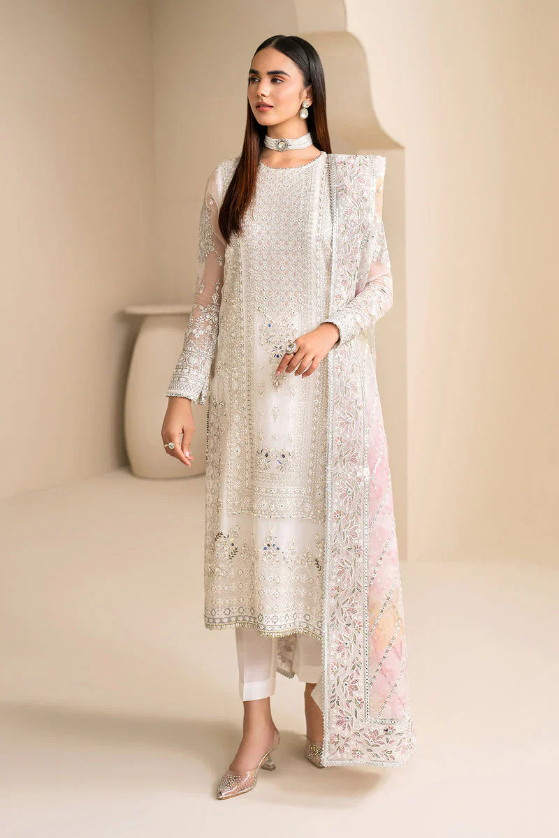 03-Piece Chiffon Suit With Embroidery - Unstitched