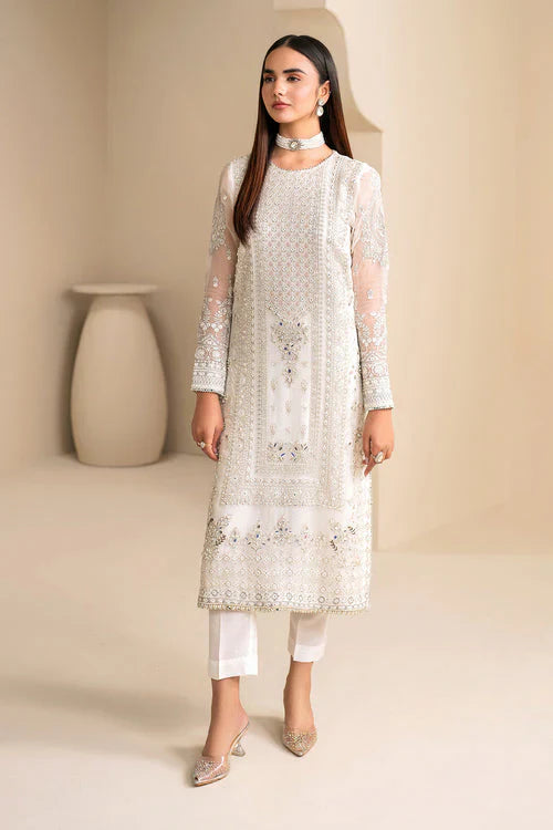03-Piece Chiffon Suit With Embroidery - Unstitched
