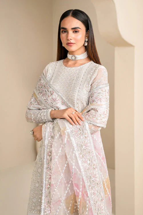 03-Piece Chiffon Suit With Embroidery - Unstitched
