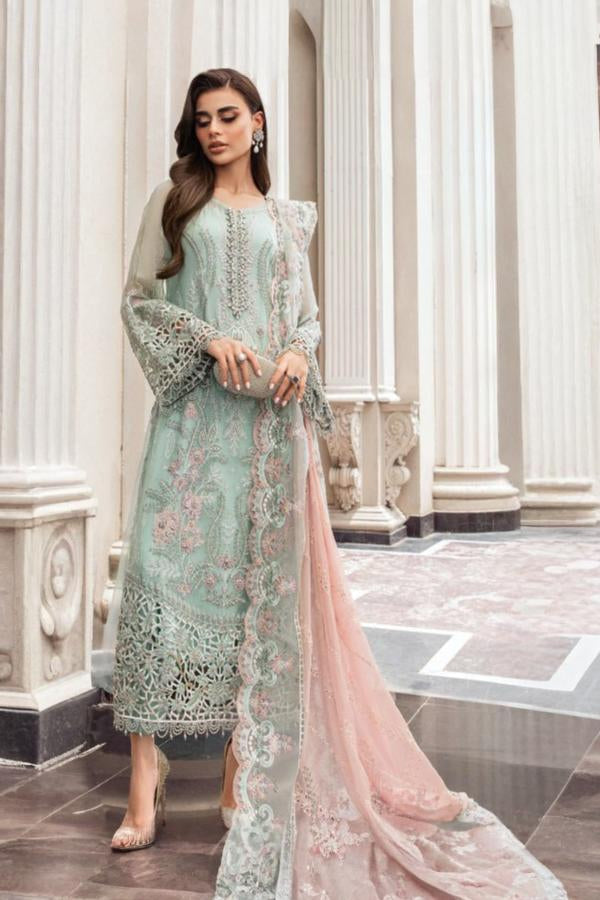 3 Piece Chiffon Embroidery Suit - Unstitched