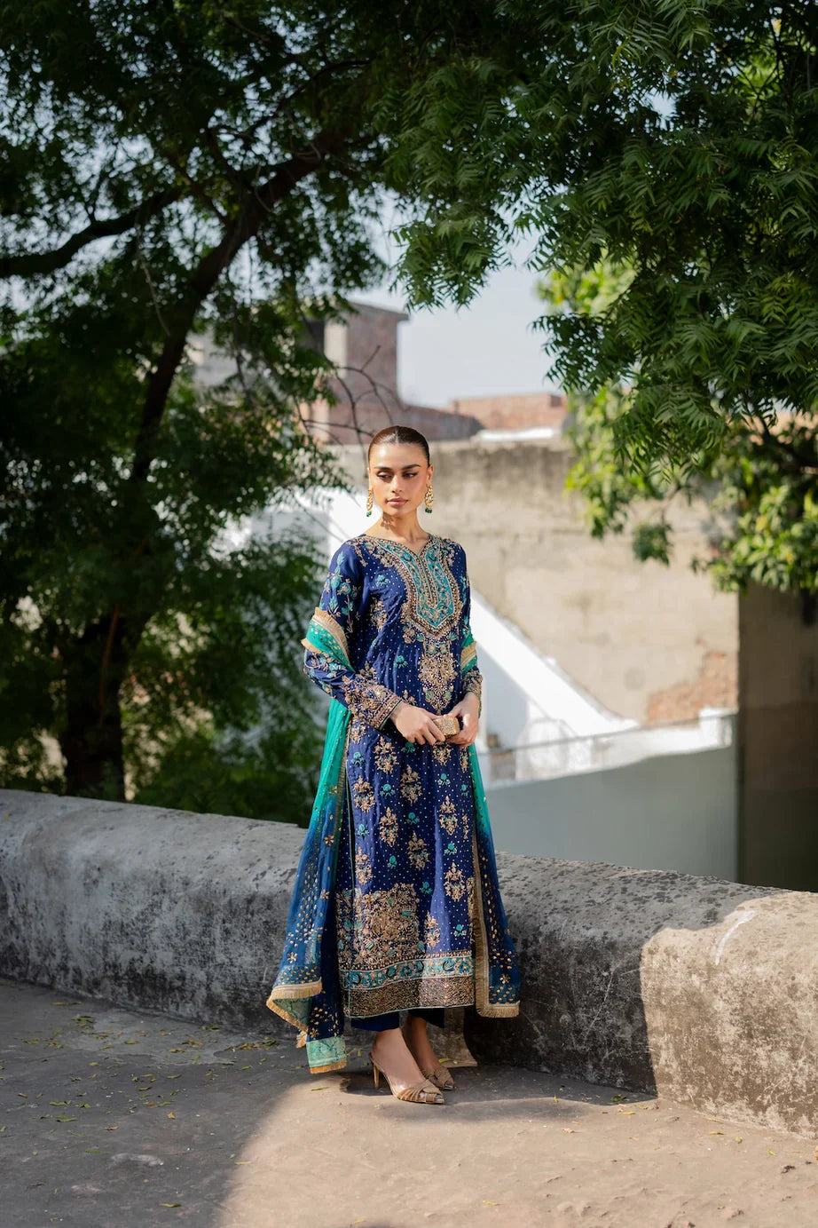 03-Piece Chiffon Suit With Heavy Embroidery - Unstitched