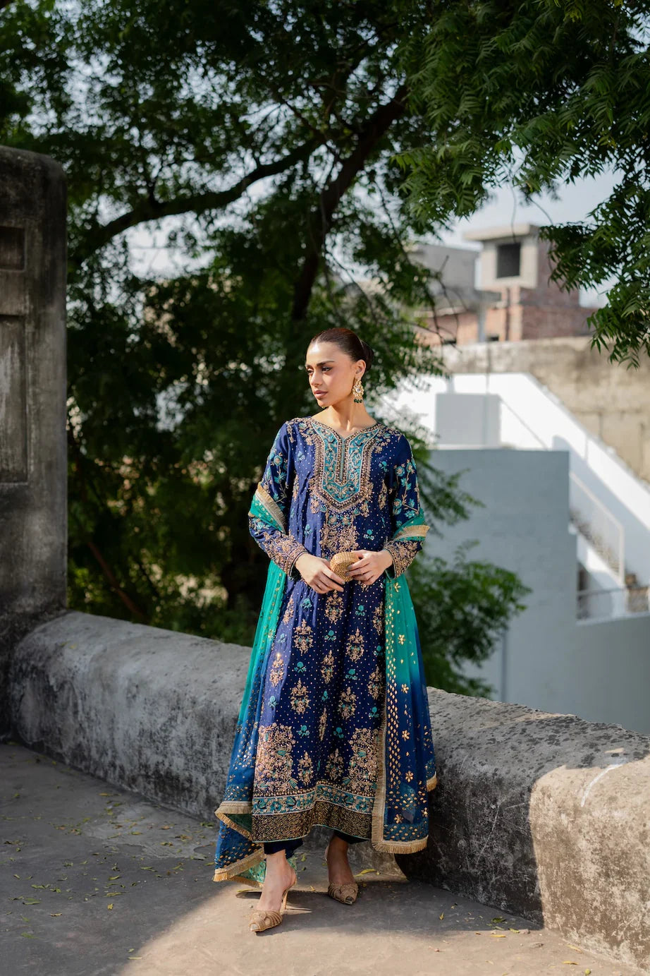 03-Piece Chiffon Suit With Heavy Embroidery - Unstitched