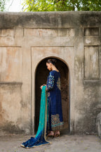 03-Piece Chiffon Suit With Heavy Embroidery - Unstitched