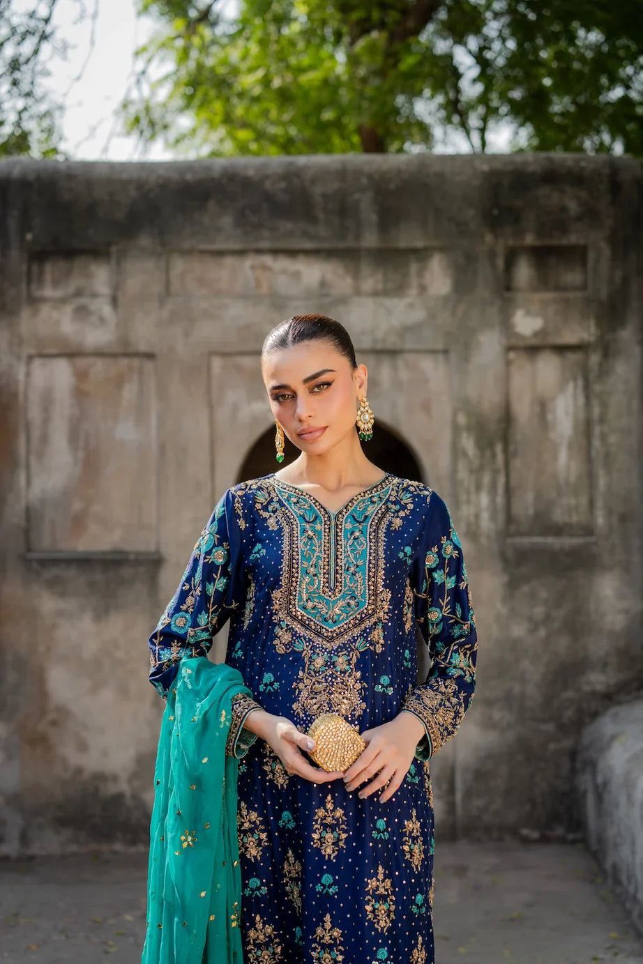 03-Piece Chiffon Suit With Heavy Embroidery - Unstitched