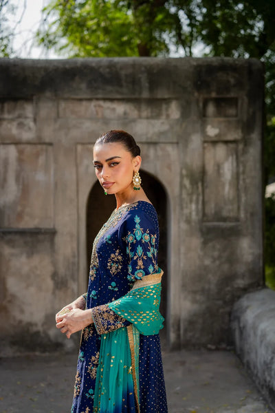 03-Piece Chiffon Suit With Heavy Embroidery - Unstitched