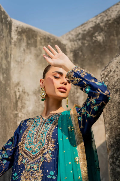 03-Piece Chiffon Suit With Heavy Embroidery - Unstitched