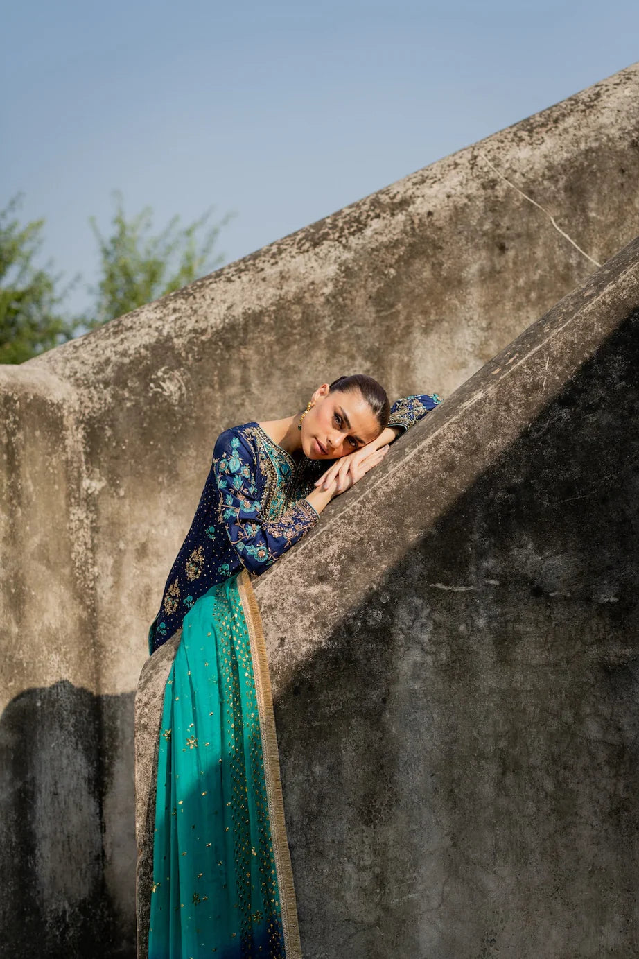 03-Piece Chiffon Suit With Heavy Embroidery - Unstitched
