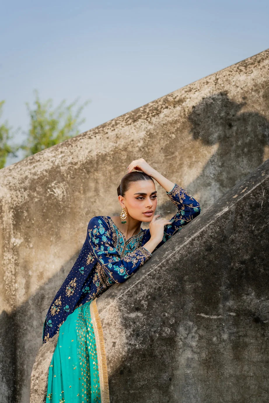 03-Piece Chiffon Suit With Heavy Embroidery - Unstitched