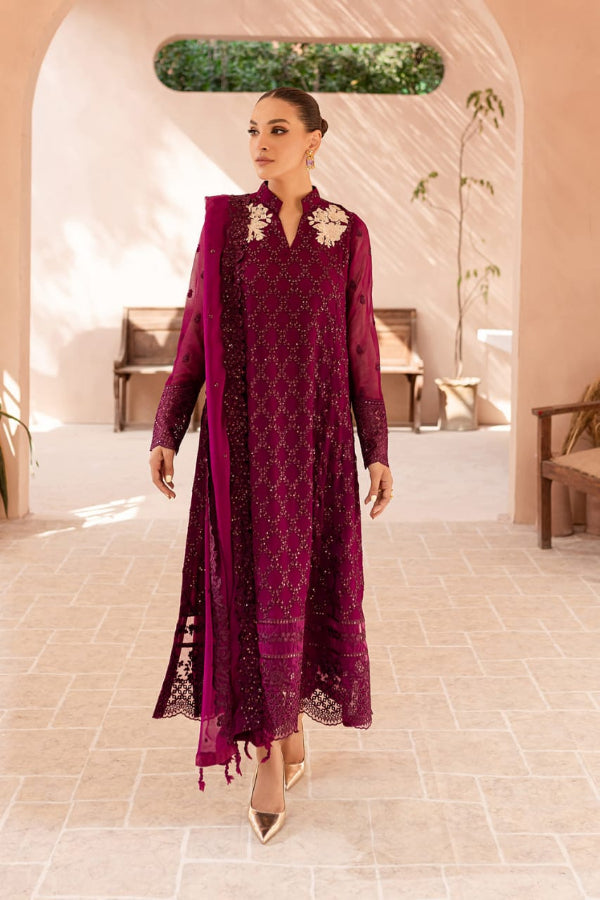 3 Piece Embroidered Chiffon Suit - Unstitched