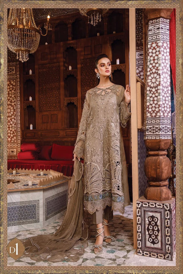 3 Piece Embroidery Organza Suit - Unstitched