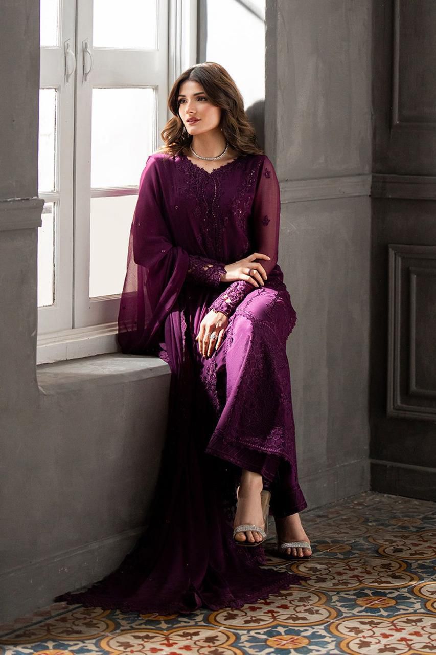 3 Piece Chiffon Suit - Unstitched