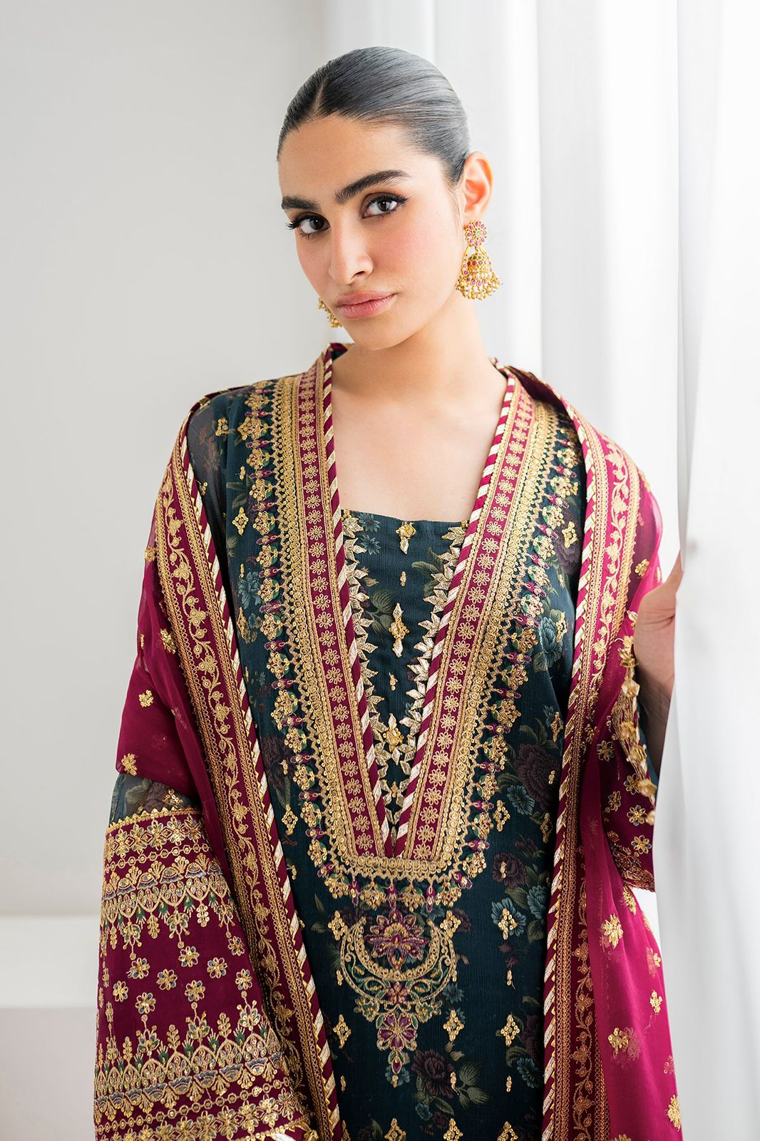 3 Piece Chiffon Embroidery Suit - Unstitched
