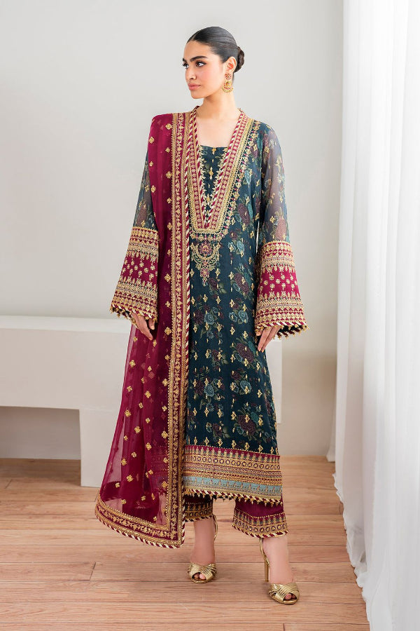 3 Piece Chiffon Embroidery Suit - Unstitched