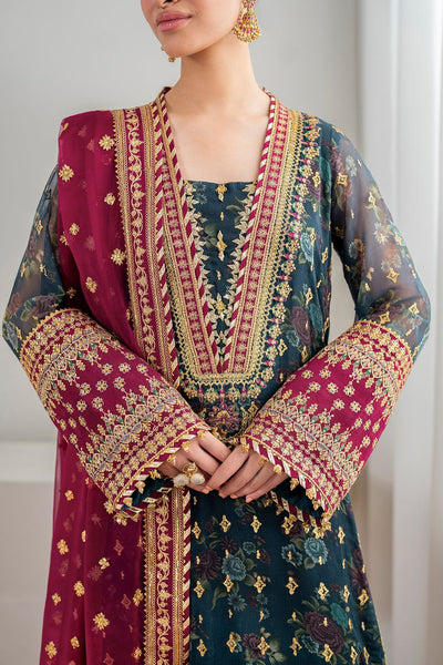 3 Piece Chiffon Embroidery Suit - Unstitched